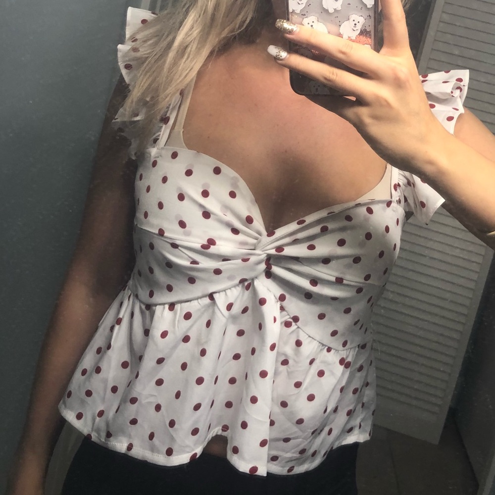 Polka crop flowy top